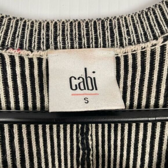 Cabi Striped Full Zip CUPIDS Cardigan Sweater 3/4 Sleeve Black/White Size S - Picture 2 of 13